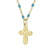 Minimalist Commute Cross Titanium Steel 18K Gold Plated Patchwork Pendant Necklace