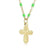 Minimalist Commute Cross Titanium Steel 18K Gold Plated Patchwork Pendant Necklace