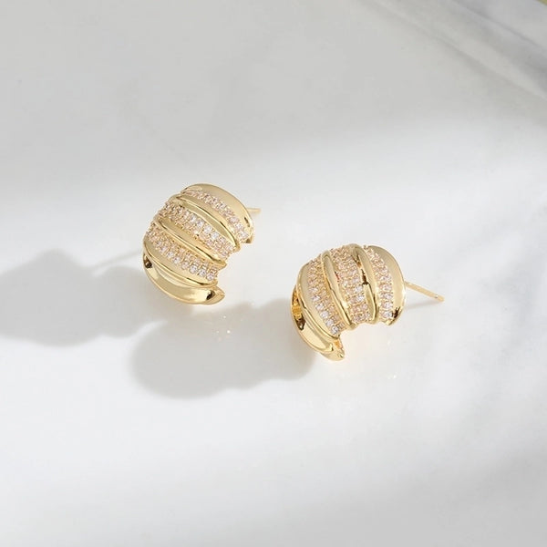 1 Pair Lady Streetwear Geometric Plating Inlay Copper Zircon Ear Studs