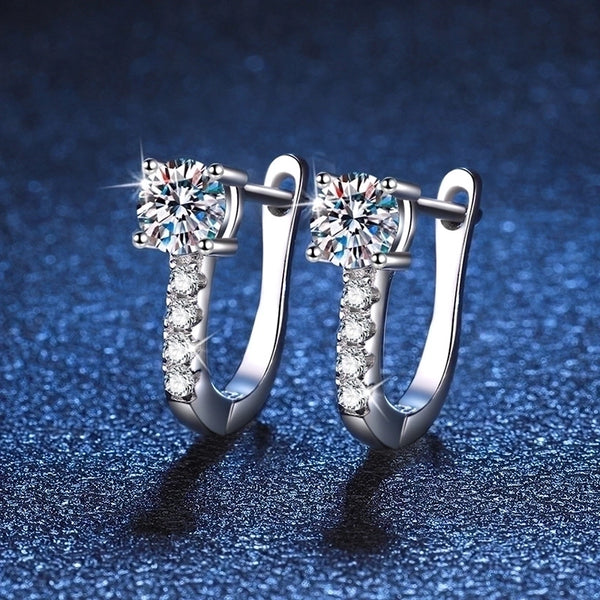 1 Pair 925 Sterling Silver Zircon Geometric Ear Cuffs