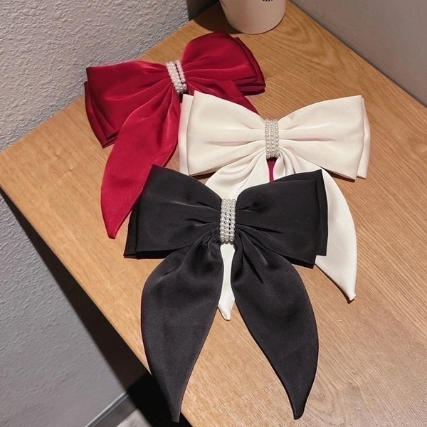 Women'S Sweet Bow Knot Cloth Pearl Hair Clip