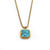 Retro Minimalist Square Titanium Steel Inlay Natural Stone Charms Pendant Necklace