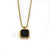 Retro Minimalist Square Titanium Steel Inlay Natural Stone Charms Pendant Necklace