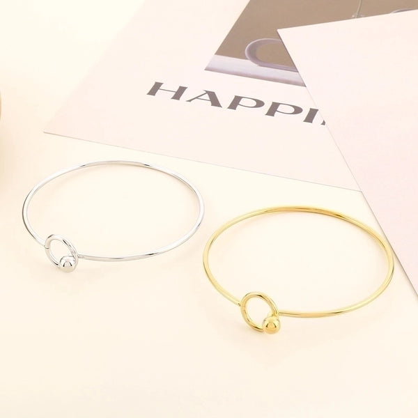 Elegant Minimalist Round Stainless Steel 18K Gold Plated Bangle In Bulk
