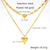 304 Stainless Steel 18K Gold Plated Minimalist Plating Heart Shape Double Layer Necklaces