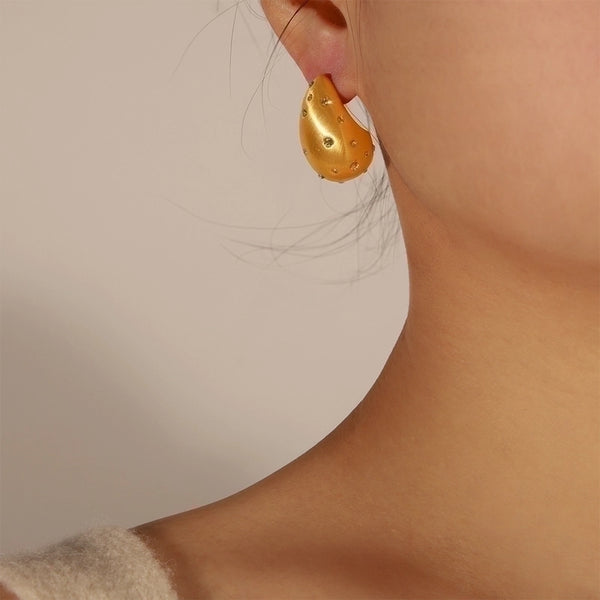 1 Pair Ig Style Classic Style Water Droplets Plating Inlay Copper Artificial Diamond 18K Gold Plated Ear Studs