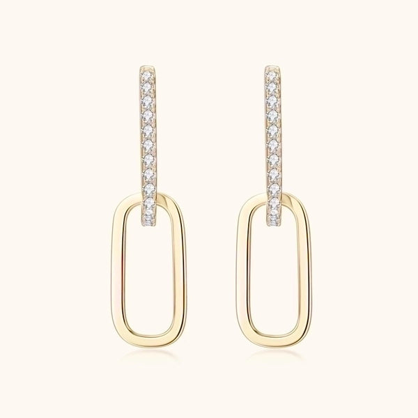 1 Pair 925 Sterling Silver Moissanite Geometric Earrings