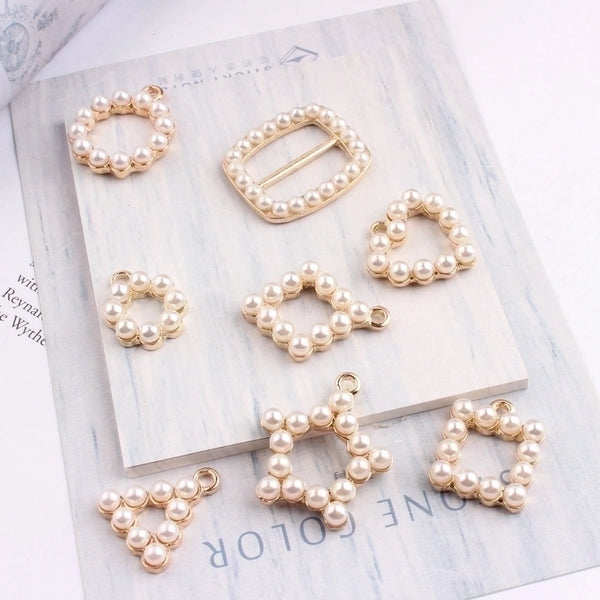 10 Pcs/Package Alloy Pearl Geometric Pendant Minimalist