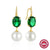 1 Pair 925 Sterling Silver Geometric Oval Drop Earrings