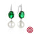 1 Pair 925 Sterling Silver Geometric Oval Drop Earrings