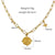 2 Pairs 304 Stainless Steel 14K Gold Plated Hip-Hop British Style Plating Inlay Sun Tree Dollar Natural Stone Pendant Necklace