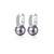 1 Pair White Gold Plated 925 Sterling Silver Beads Zircon Pearl Hoop Earrings