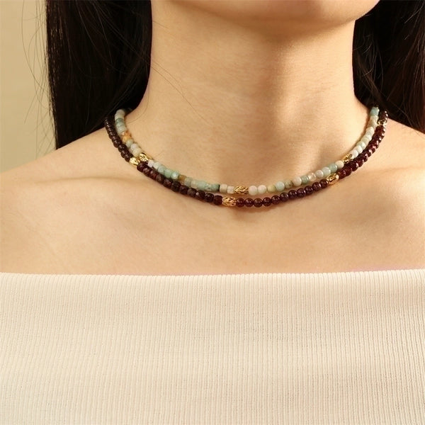 Ig Style Handmade Square Stone 18K Gold Plated Choker In Bulk
