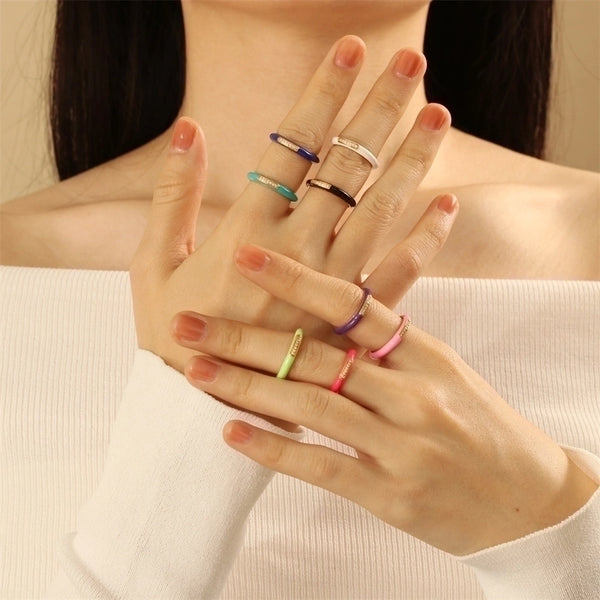 Ig Style Ethnic Style Commute Round Copper Epoxy Inlay 18K Gold Plated Zircon Open Rings