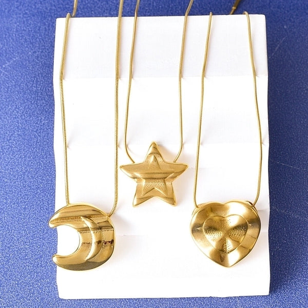 Minimalist Classic Style Star Heart Shape 304 Stainless Steel 18K Gold Plated Plating Pendant Necklace