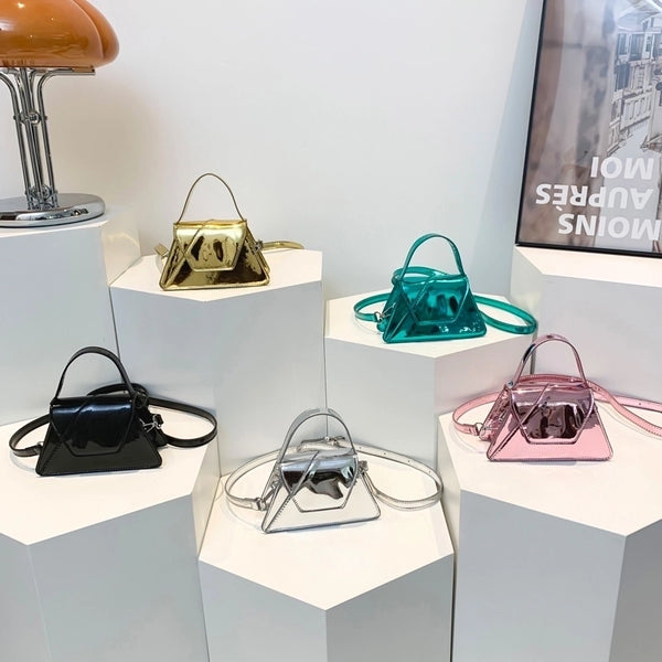 Women'S Girl'S Small Pu Leather Solid Color Basic Streetwear Sewing Thread Magnetic Buckle Crossbody Bag