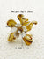 304 Stainless Steel 14K Gold Plated Elegant Sweet Artistic Polishing Plating Inlay Flower Crystal Shell Open Ring
