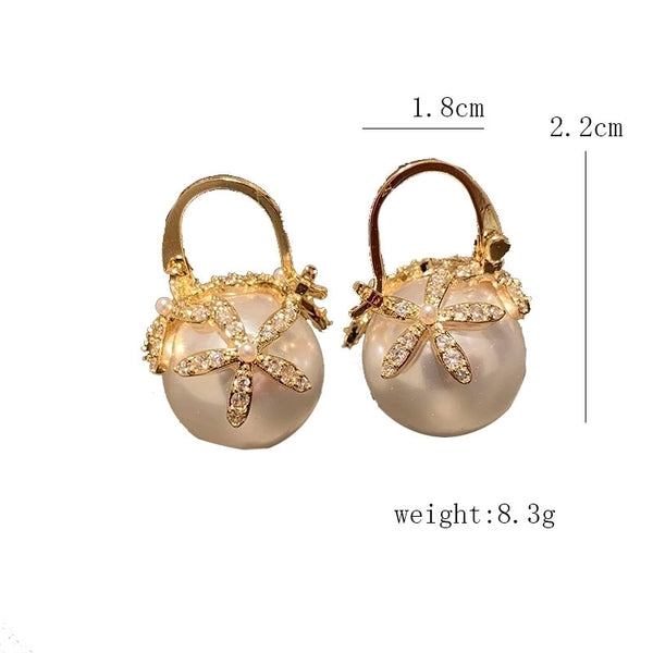 1 Pair Sweet Shiny Flower Plating Inlay Brass Pearl Zircon K Gold Plated Earrings