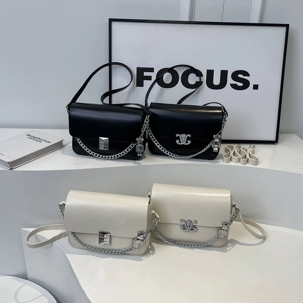 Women'S Pu Leather Solid Color Basic Classic Style Flip Cover Shoulder Bag Crossbody Bag