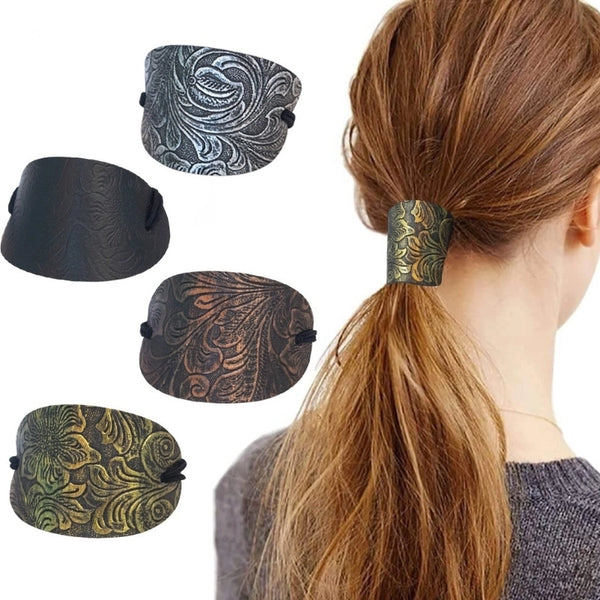 Women'S Ethnic Style Solid Color Cloth Leather Hair Tie