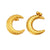 1 Pair Retro French Style Sweet Pentagram Moon 304 Stainless Steel 18K Gold Plated Ear Studs