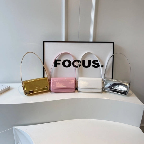 Women'S Small Pu Leather Solid Color Streetwear Magnetic Buckle Square Bag