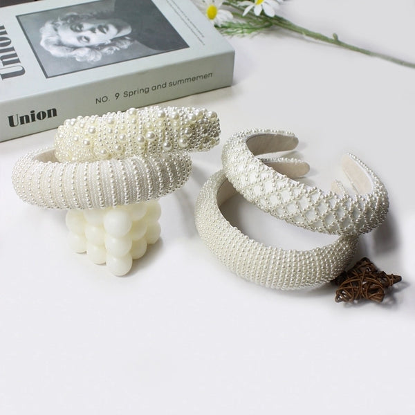 Women'S Elegant Lady Geometric Plastic Sponge Inlay Artificial Pearls Hair Band