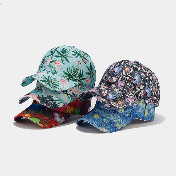 Women'S Minimalist Classic Style Color Block Printing Curved Eaves Baseball Cap