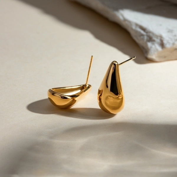 1 Pair Ig Style Minimalist Classic Style Water Droplets Plating 304 Stainless Steel 18K Gold Plated Ear Studs
