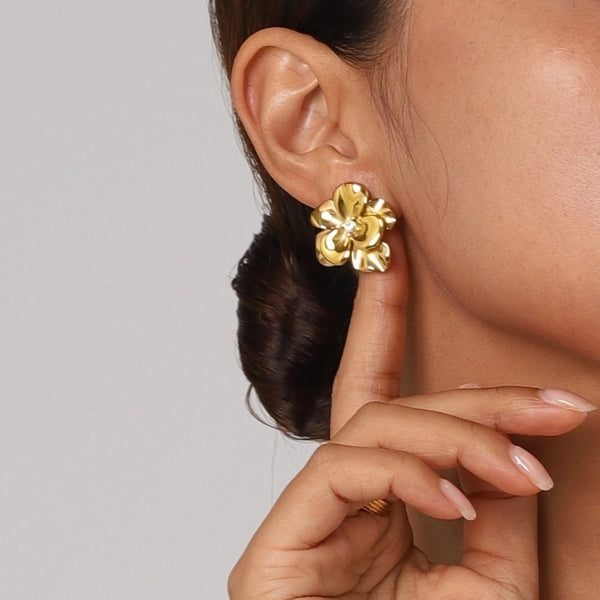 1 Pair Ig Style Flower Plating 316 Stainless Steel  18K Gold Plated Ear Studs