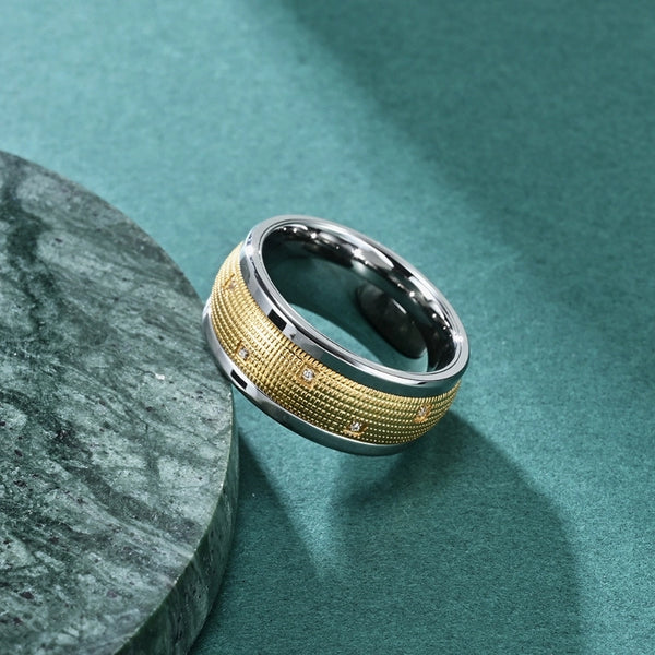 Hip-Hop Retro Round Color Block Titanium Steel Plating Inlay Zircon Unisex Anxiety Ring