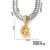 Copper K Gold Plated Inlay Letter Zircon Pendant Necklace