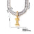 Copper K Gold Plated Inlay Letter Zircon Pendant Necklace