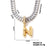 Copper K Gold Plated Inlay Letter Zircon Pendant Necklace