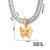 Copper K Gold Plated Inlay Letter Zircon Pendant Necklace