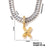 Copper K Gold Plated Inlay Letter Zircon Pendant Necklace