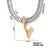 Copper K Gold Plated Inlay Letter Zircon Pendant Necklace
