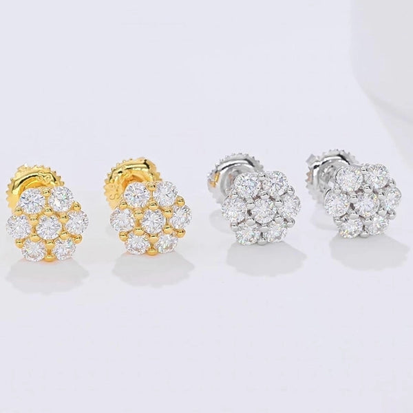 1 Pair 925 Sterling Silver Moissanite Geometric Ear Studs Colorless(Def)