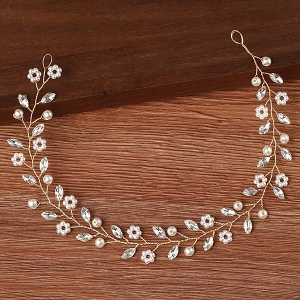 Women'S Minimalist Classic Style Plaid Flower Alloy Inlay Rhinestones Hair Band