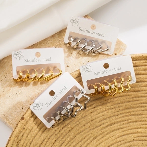 1 Set Casual Elegant Solid Color 316 Stainless Steel  Earrings