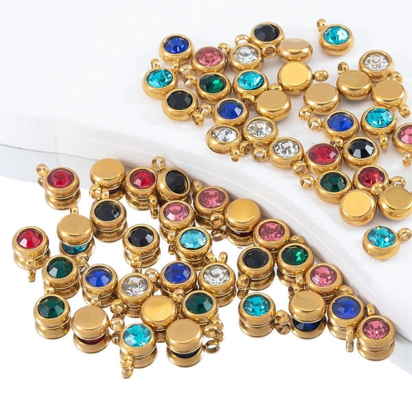 20 Pcs/Package Diameter 6 Mm Plastic Resin Zircon Geometric Pendant