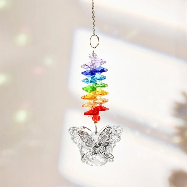 Elegant Minimalist Butterfly Artificial Crystal Suncatcher Wind Chime Wall Art