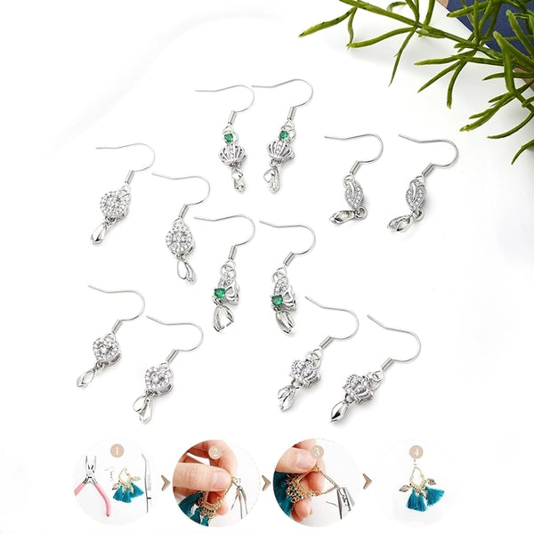 1 Pair/Package 34X18Mm 35X18Mm 36X18Mm Copper White Gold Plated Leaves Heart Shape Crown Polished Hook Earring Findings Earring Findings