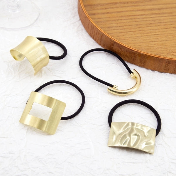 Women'S Minimalist Semicircle Rectangle Alloy Hair Tie