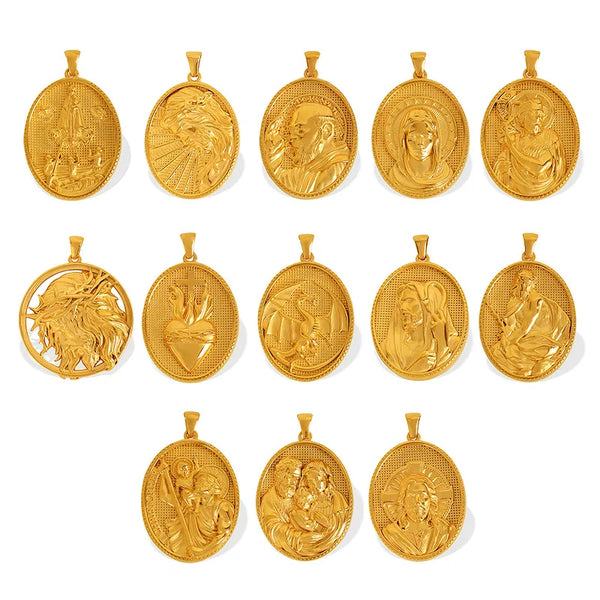 1 Piece 35.7*26Mm Titanium Steel Human Virgin Mary Pendant