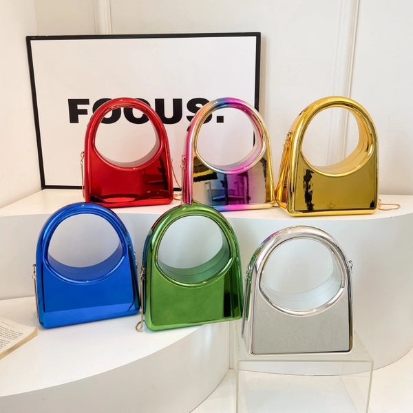 Women'S Medium Arylic Solid Color Elegant Square Lock Clasp Crossbody Bag