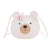 Kid'S Small Pu Leather Little Bear Cute Round Zipper Crossbody Bag
