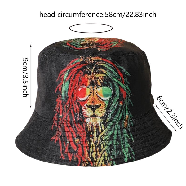 Unisex Casual Sports Commute National Flag Lion Printing Curved Eaves Bucket Hat