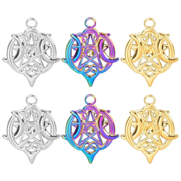 1 Piece 25X20Mm Hole 2~2.9Mm 304 Stainless Steel 18K Gold Plated Pentagram Pendant
