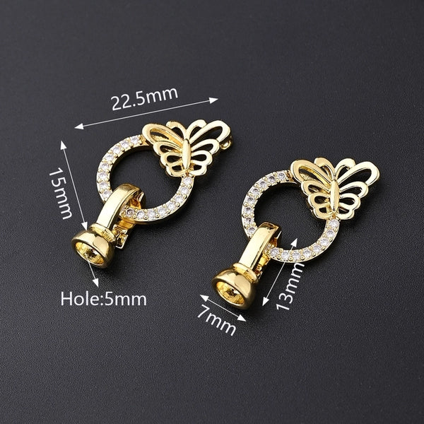 1 Pc/Package 22.5 X15 & 13X7Mm Hole 5~5.9Mm Copper Zircon 18K Gold Plated Simple Solid Color Polished Jewelry Buckle